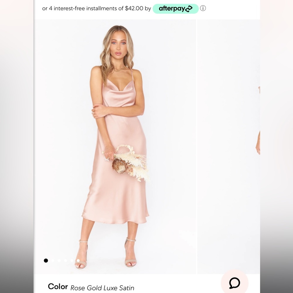 Show me your mumu Verona Cowl Dress rose gold luxe satin